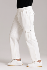 Loose Bottom Cotton Cargo - White